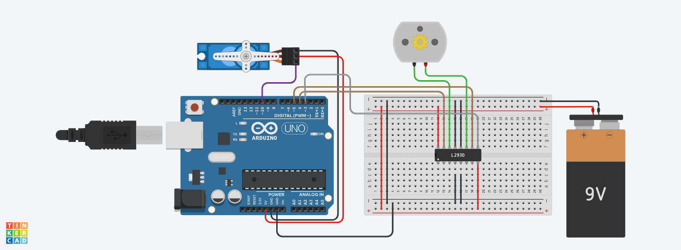 IoT based application using Arduino board to interface D.C. Motor and Servo Motor together with Motor Driver Shield